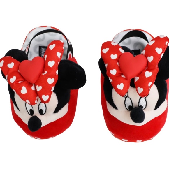 DISNEY MINNIE MOUSE SLIPPERS MICRO PLUSH Sz 9/10 NEW, FAST SHIP - Picture 3 of 7